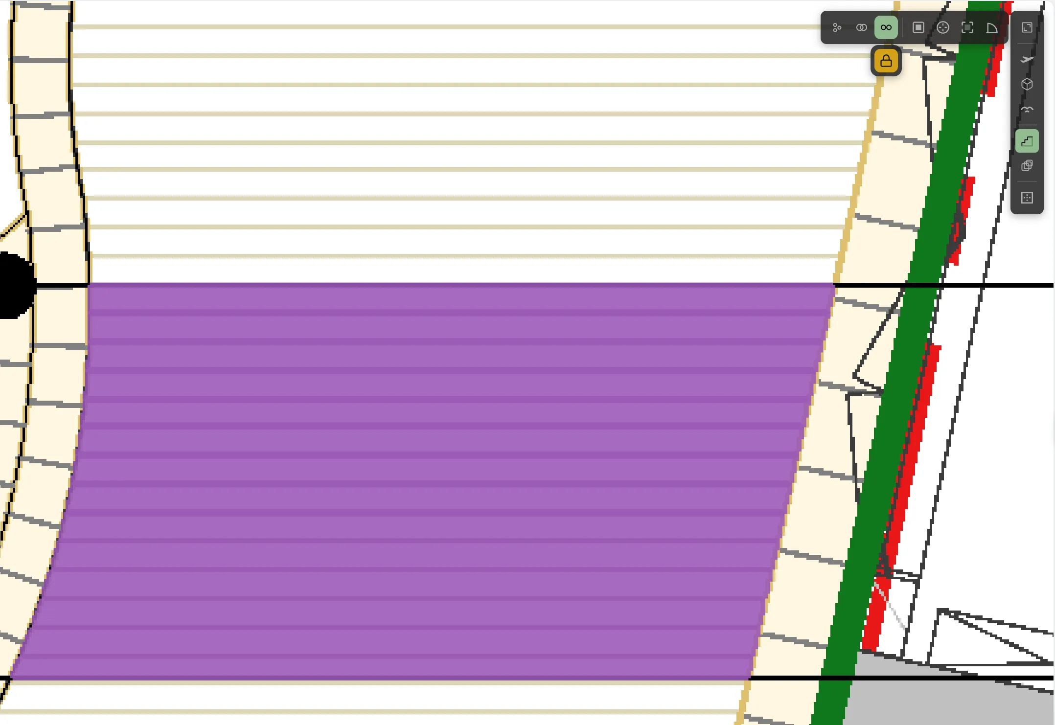 The same paved band filled in the group colour after an Unmerge batch, looking much like the merged result