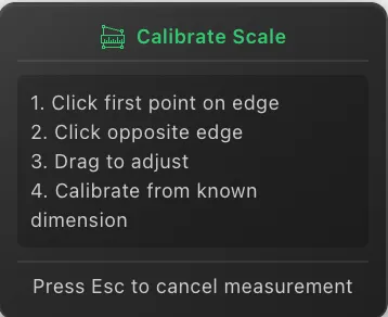 The Calibrate Scale panel listing the four steps