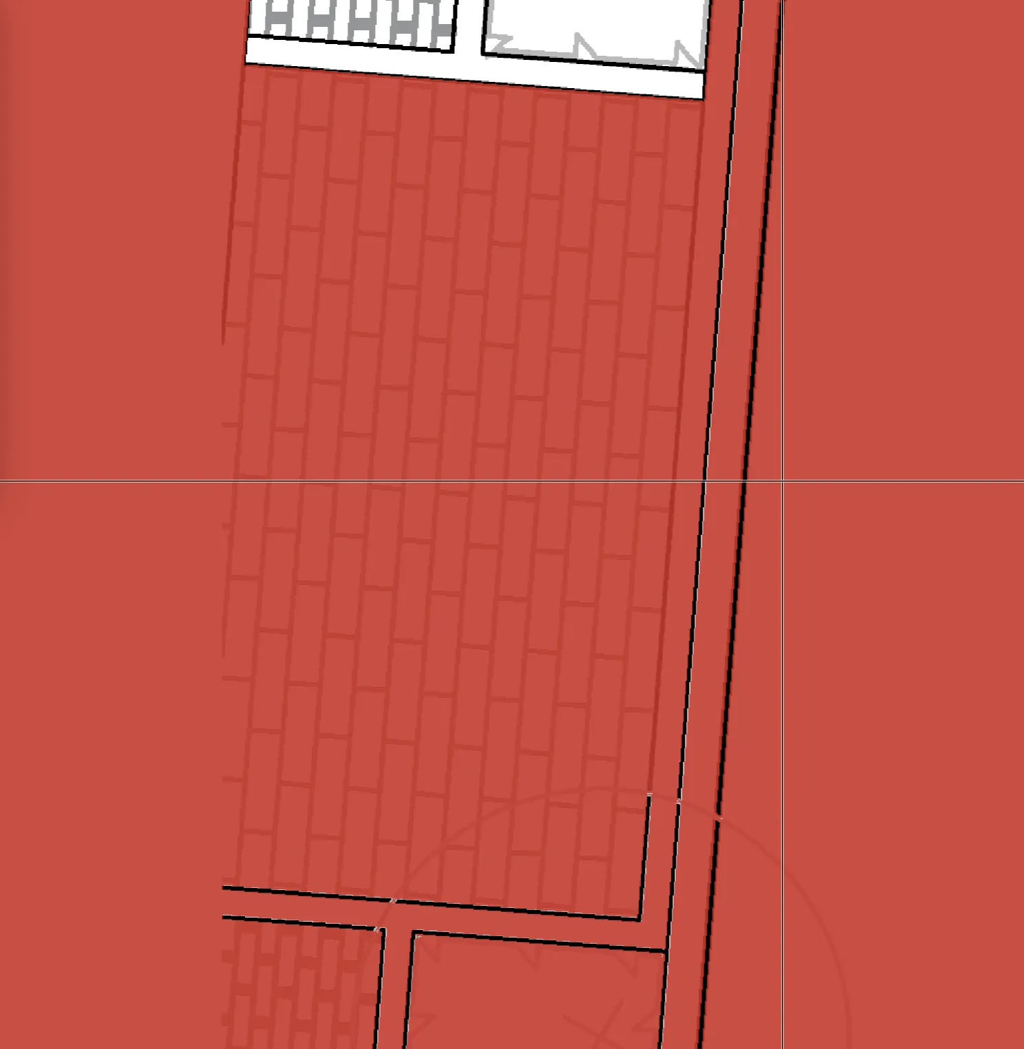 A paved area taken off, with the fill escaping past the paving and covering the whole surrounding area of the drawing