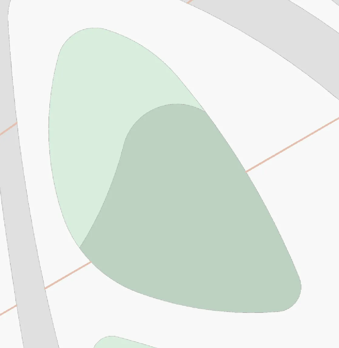 Before the click, two touching planting shapes in different shades of green