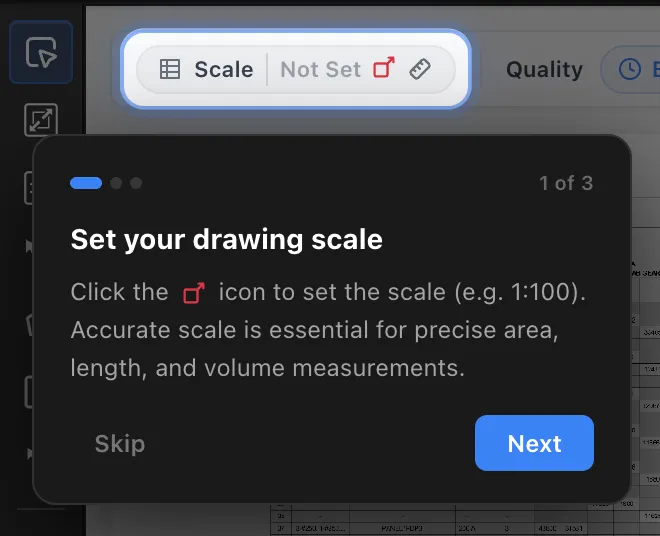 The Scale control in the toolbar, reading Not Set